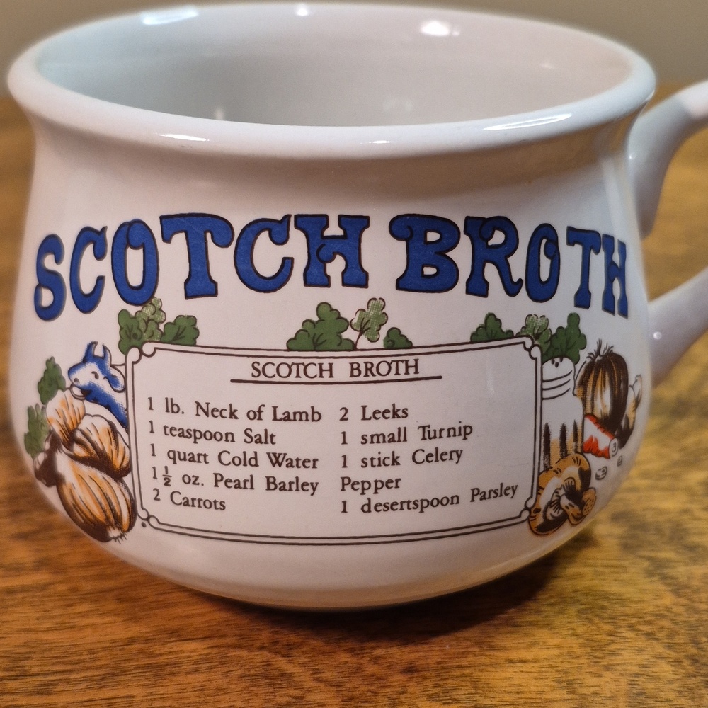 VINTAGE Set of 2 Ceramic Recipe Soup Mugs, Oxtail Soup & Scotch Broth - Picture 9 of 13